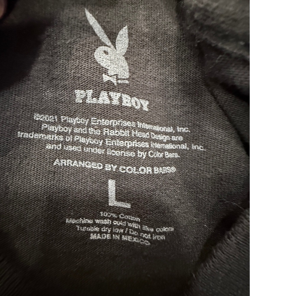 Playboy Club Tokyo Japan Color Bars Graphic T-Shirt Mens Large Black Ace Spades - Picture 3 of 11